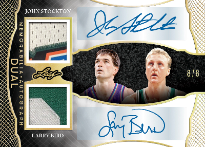 In The Game Used Dual Auto John Stockton, Larry Bird MOCK UP