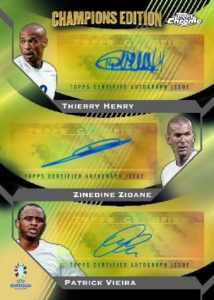 Chrome Triple Autographs Champion Edition Black Refractors Thierry Henry, Zinedine Zidane, Patrick Vieira MOCK UP