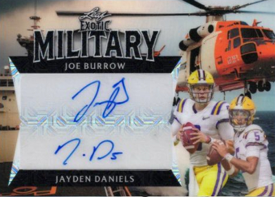 Military Dual Autograph Mojo US Coast Guard Joe Burrow, Jayden Daniels MOCK UP