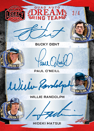 Dream Ring Team 4 Bucky Dent, Paul O'Neill. Willie Randolph, Hideki Matsui MOCK UP