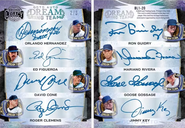 Dream Ring Team 8 Orlando Hernandez, Ed Figueroa, David Cone, Roger Clemens, Ron Guidy, Mariano Rivera, Goose Gossage, Jimmy Key MOCK UP