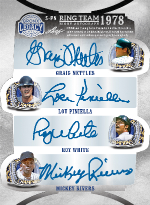 Ring Team 8 Back Graig Nettles, Lou Piniella, Roy White, Mickey Rivers MOCK UP