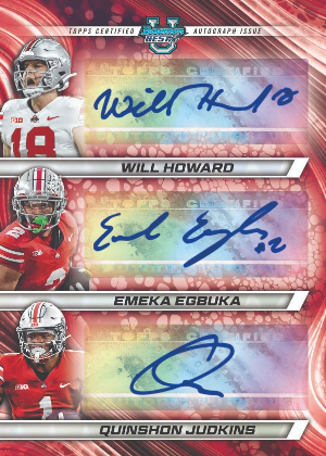 Triple Auto Refractor Will Howard, Emeka Egbuka, Quinshon Judkins MOCK UP