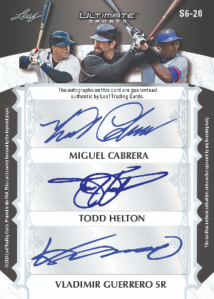 Ultimate Signatures 6 Back Miguel Cabrera, Todd Helton, Vladimir Guerrero Sr MOCK UP