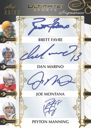 Ultimate Signatures 8 Front Brett Favre, Dan Marino, Joe Montana, Peyton Manning MOCK UP