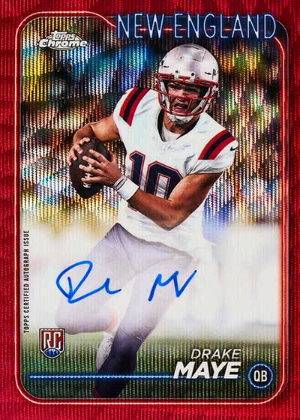 Rookie Autos Red Wave Refractors Drake Maye MOCK UP