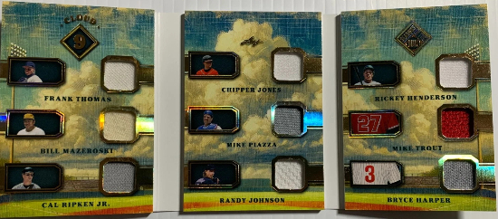 Cloud 9 Memorabilia Booklet Frank Thomas, Bill Mazeroski, Cal Ripken Jr., Chipper Jones, Mike Piazza, Randy Johnson, Rickey Henderson, Mike Trout, Bryce Harper