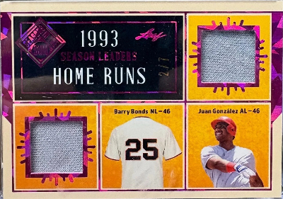Season Leaders Holo Purple Barry Bonds, Juan Gonzalez